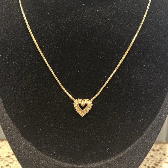 Vintage Dior Gold Diamond Heart Necklace - Picture 2 of 7